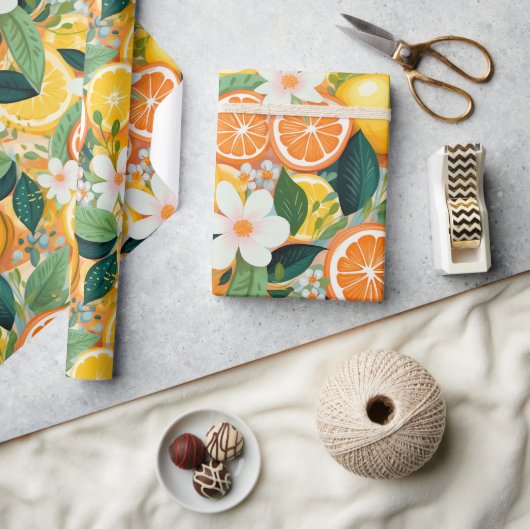 Tropical Citrus Bloom Floral  Cadeaupapier (Crafts)