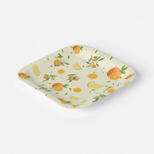 TROPICAL Citrus ZOMERFRUIT Sinaasappel citroenschi Papieren Bordje (Gebogen)