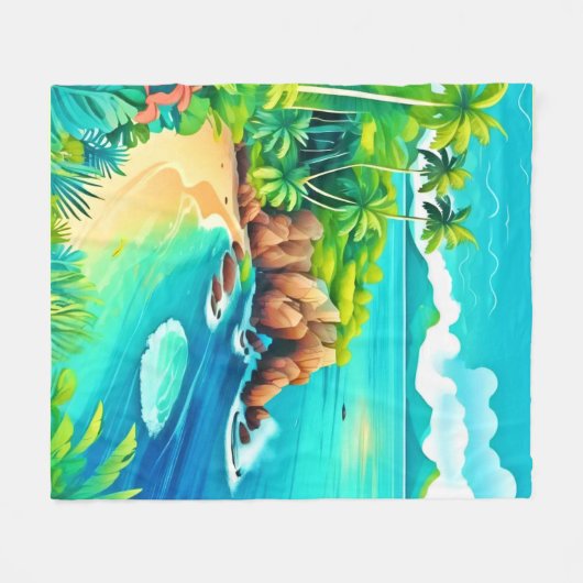 Tropical Coast Bliss Design Fleece Deken (Voorkant (Horizontaal))