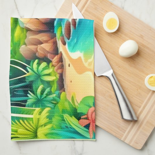 Tropical Coast Bliss Design Theedoek (Quarter Fold)