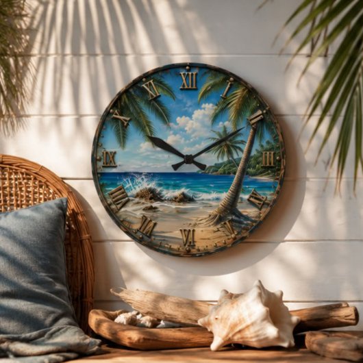 Tropical Coastal Ocean palm Tree Beach Grote Klok