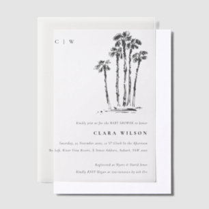 Tropical Coastal Palm Schetch Baby shower Vellum Uitnodigingen