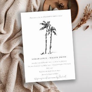 Tropical Coastal Palm Schetch Verloving Kaart