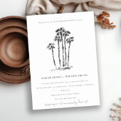 Tropical Coastal Palm Schetch Verloving Kaart