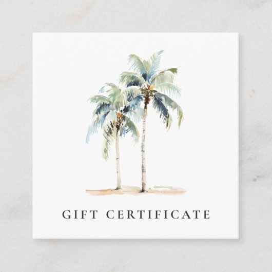 Tropical Coastal Palm Trees Cadeaubon Vierkante Visitekaartje (Voorkant)