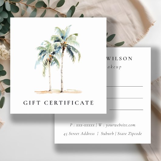 Tropical Coastal Palm Trees Cadeaubon Vierkante Visitekaartje