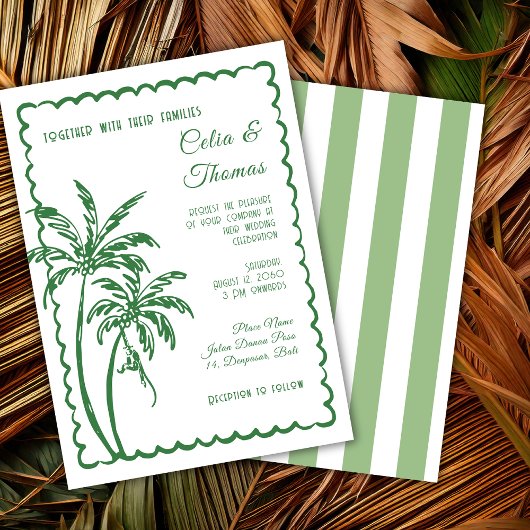 Tropical Coastal Retro Beach Destination Wedding  Kaart