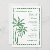 Tropical Coastal Retro Beach Destination Wedding  Kaart (Voorkant)