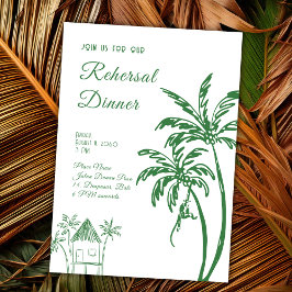 Tropical Coastal Retro Beach Rehersal Dinner Kaart