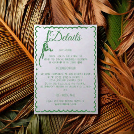 Tropical Coastal Retro Destination Wedding Details Informatiekaartje