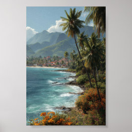 Tropical Coastal Village - Schilderachtig Ocean Ar Poster