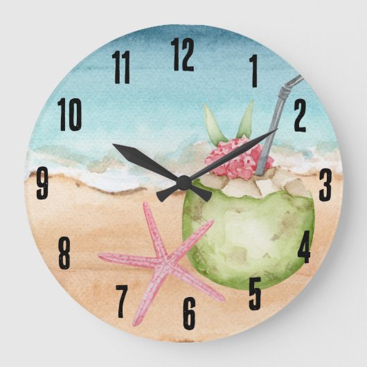 Tropical Cocktail Hour Beach Grote Klok (Voorkant)