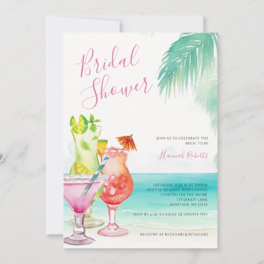 Tropical Cocktails Beach Vrijgezellenfeest Kaart (Voorkant)