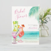 Tropical Cocktails Beach Vrijgezellenfeest Kaart (Staand voorkant)