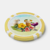 Tropical Cocktails Hawaiian Flowers big Leaves Poker Chips (Enkel)