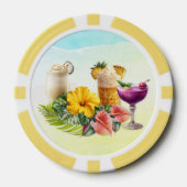 Tropical Cocktails Hawaiian Flowers big Leaves Poker Chips (Voorkant)