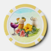 Tropical Cocktails Hawaiian Flowers big Leaves Poker Chips (Achterkant)