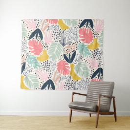 Tropical Colourful Collage Pattern Wandkleed