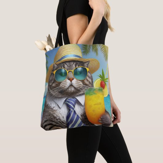 Tropical Cool Cat - Island Vibes Canvas tas (Dichtbij)