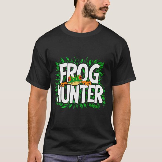 Tropical Cool Frog Hunter Grappig Ontwerp Voor Kik T-shirt (Voorkant)