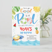 Tropical Cool Pool Party Uitnodiging voor verjaard (Staand voorkant)