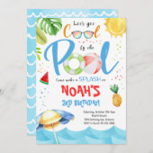 Tropical Cool Pool Party Uitnodiging voor verjaard (Voorkant / Achterkant)