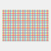 Tropical - Coral, Blue, Chartreuse, Yellow Plaid Inpakpapier Vel (Voorkant 3)