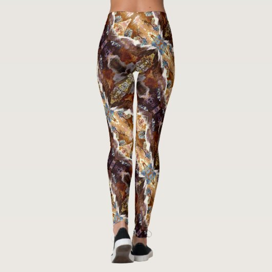Tropical Coral Ocean Pattern Brown Leggings (Achterkant)