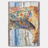 Tropical Cowgirl Western ontmoet tropisch strand Deken (Voorkant Verticaal)