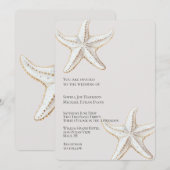 Tropical Cream Gold White Starfish Beach Wedding Kaart (Voorkant / Achterkant)