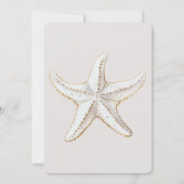 Tropical Cream Gold White Starfish Beach Wedding Kaart (Achterkant)