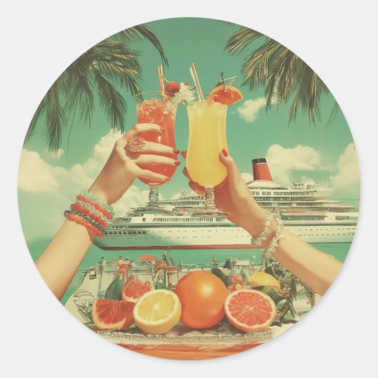 Tropical Cruise Cocktail Bliss Ronde Sticker (Voorkant)