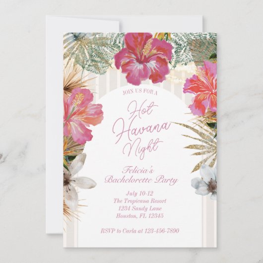 Tropical Cuban Bachelorette Invitation Kaart (Voorkant)