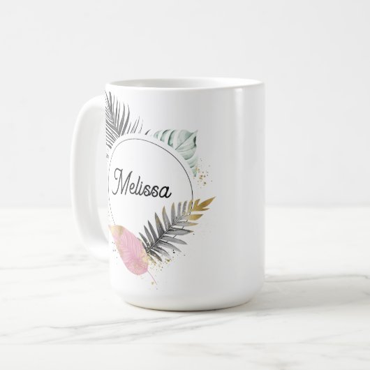 Tropical Custom Name Coffee Mug Koffiemok (Voorkant links)