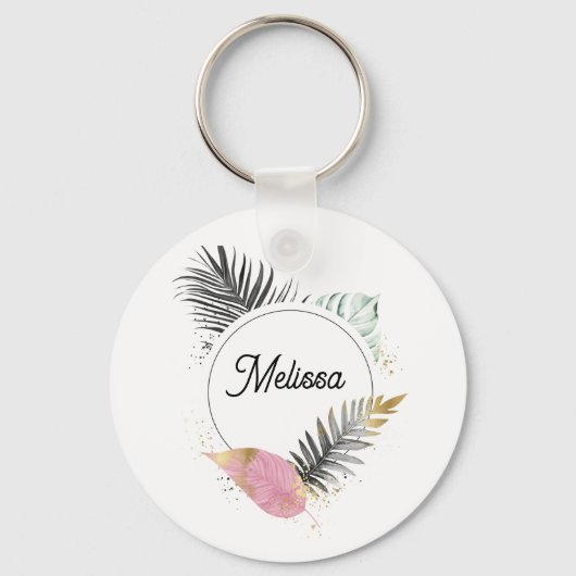 Tropical Custom Name Keychain (Voorkant)