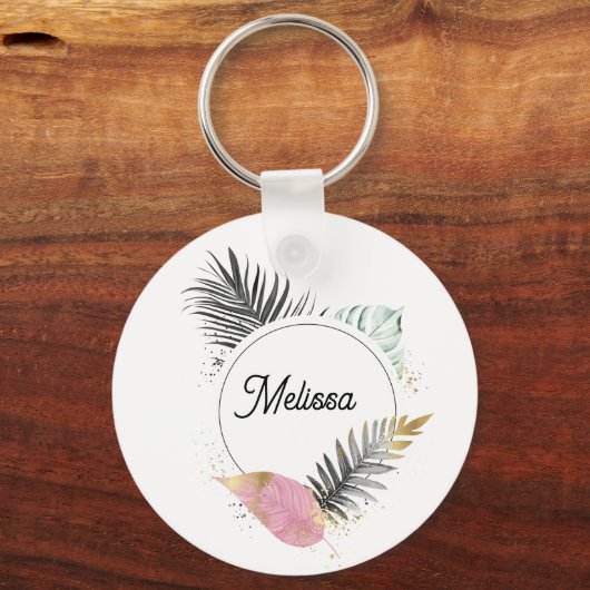 Tropical Custom Name Keychain (Achterkant)
