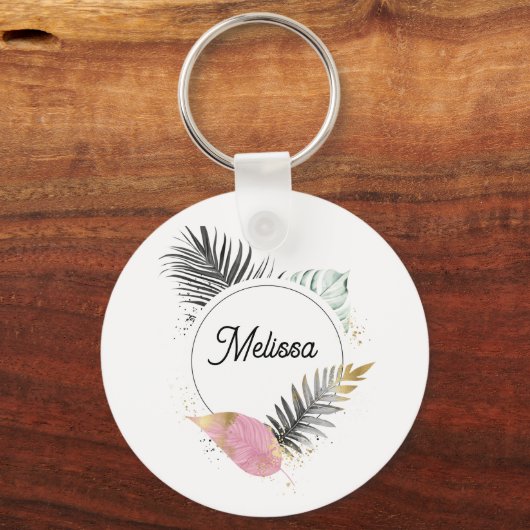 Tropical Custom Name Keychain (Voorkant)