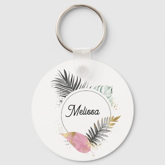 Tropical Custom Name Keychain (Achterkant)