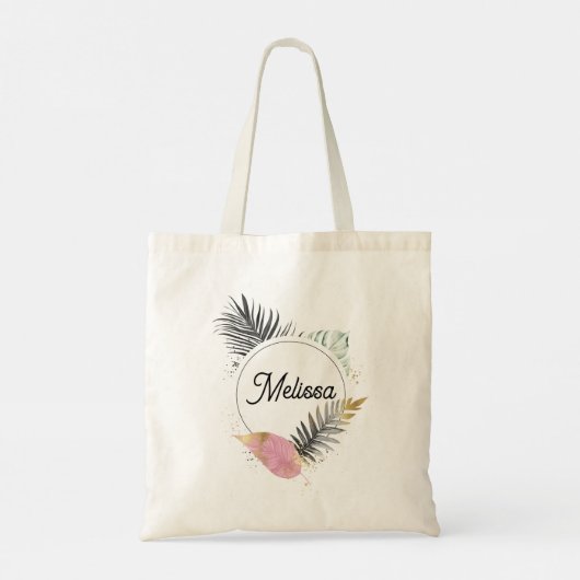 Tropical Custom Name Tote Bag (Achterkant)