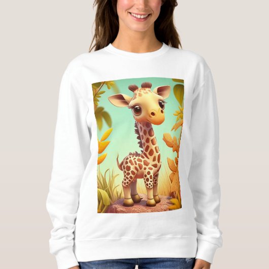 Tropical Cute Baby Giraffe Cartoon-37560 Trui (Voorkant)