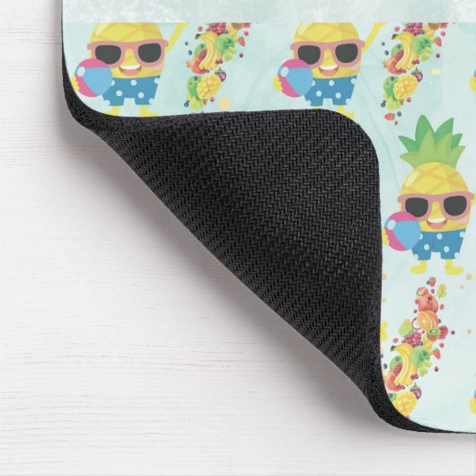 Tropical Cute Pineapple Pattern + Custom Text Muismat (Hoek)