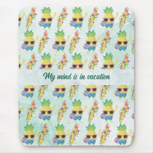 Tropical Cute Pineapple Pattern + Custom Text Muismat (Voorkant)