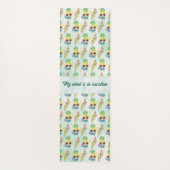 Tropical Cute Pineapple Pattern + Custom Text Yogamat (Achterkant)
