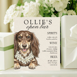 Tropical Dachshund Wedding Bar Menu Reclamebord Met Voetstuk