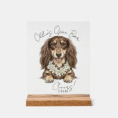 Tropical Dachshund Wedding Drinks On Me Acryl Bord (Voorkant)