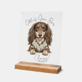 Tropical Dachshund Wedding Drinks On Me Acryl Bord (Hoek)