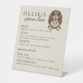 Tropical Dachshund Wedding Open Bar Menu Reclamebord Met Voetstuk (Voorkant)
