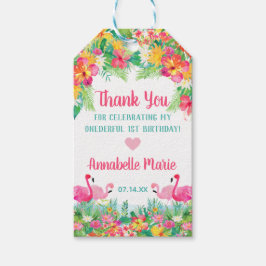 Tropical Dank je Favor Tag, Flamingo's Cadeaulabel