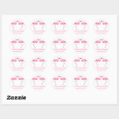 Tropical dank u roze flamingo bruiloft ronde sticker (Vel)