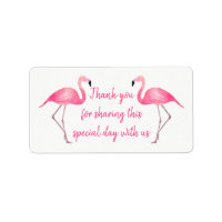Tropical dank u roze flamingo's bruiloft strand